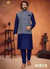 Navy Blue Colour Outluk Vol 75 Latest Designer Festive Wear Kurta Pajama With Jacket Collection 75004